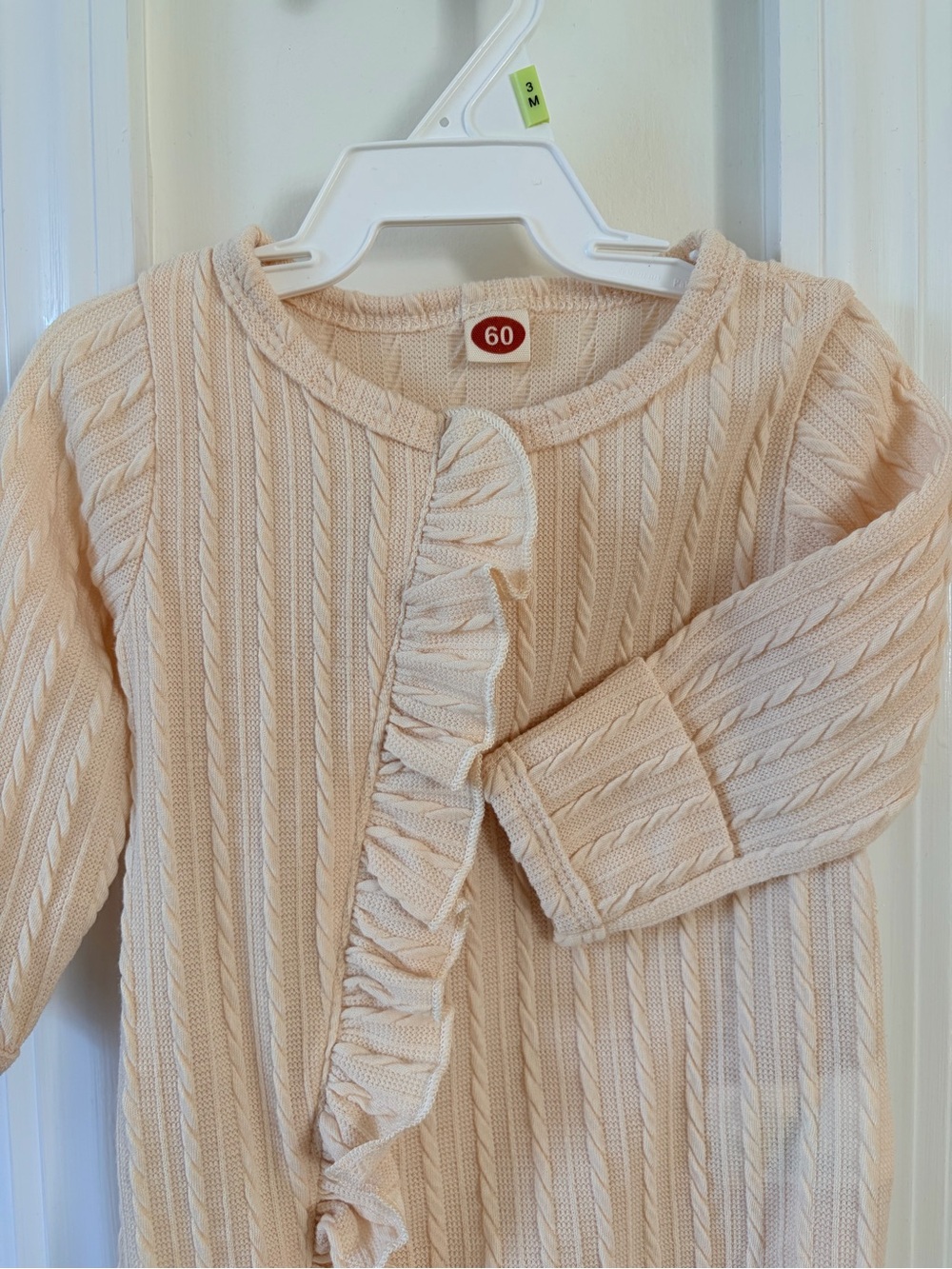 Beige Ruffle Baby One-Piece - Picture 3 of 5